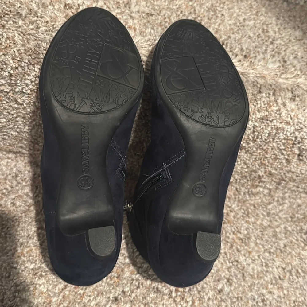 Sam & Libby Navy Ankle Booties with Buckle - Picture 4 of 6